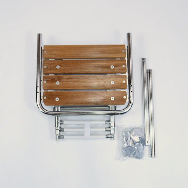 Teak Swim Platform with Telescopic Ladder, 316 Stainless Steel, 3 Steps For Boat