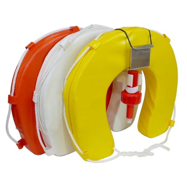 Complete Man Overboard Kit Yellow – Horseshoe Lifebuoy, LED Light and Backet