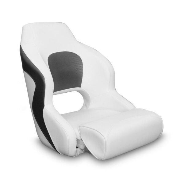 Premium Captain’s Bucket Flip-Up Bolster Seat – White/Grey Style