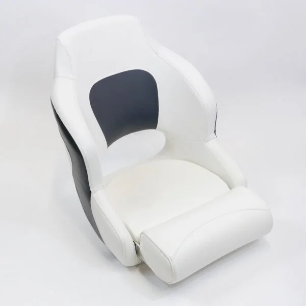 Premium Captain’s Bucket Flip-Up Bolster Seat – White/Grey Style