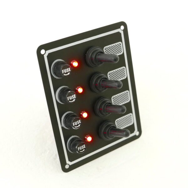 Switch Panel with Fuse and Toggle switch 4 Gang, 12V